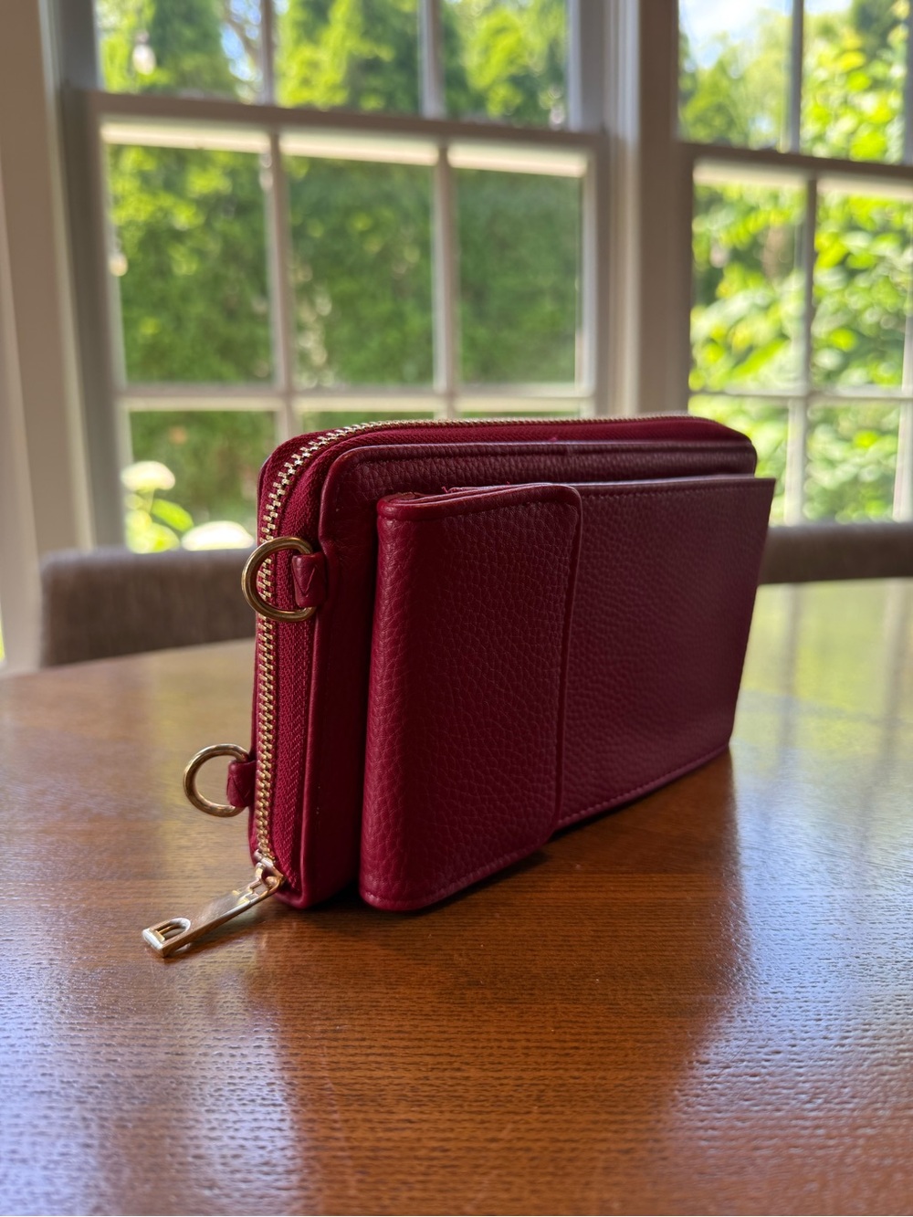 Women's Burgundy Crossbody Wallet Purse